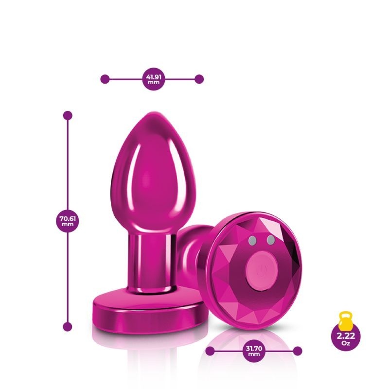 Cheeky Charms Metal Butt Plug w/ Remote Pink by Viben - Butt Plugs
