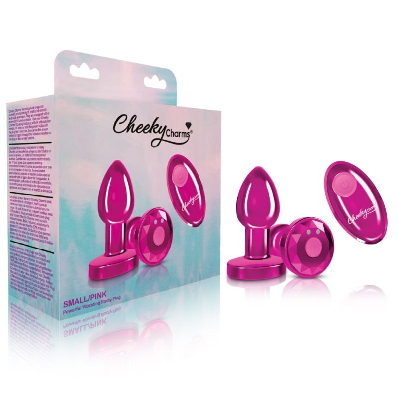 Cheeky Charms Metal Butt Plug w/ Remote Pink by Viben - Butt Plugs