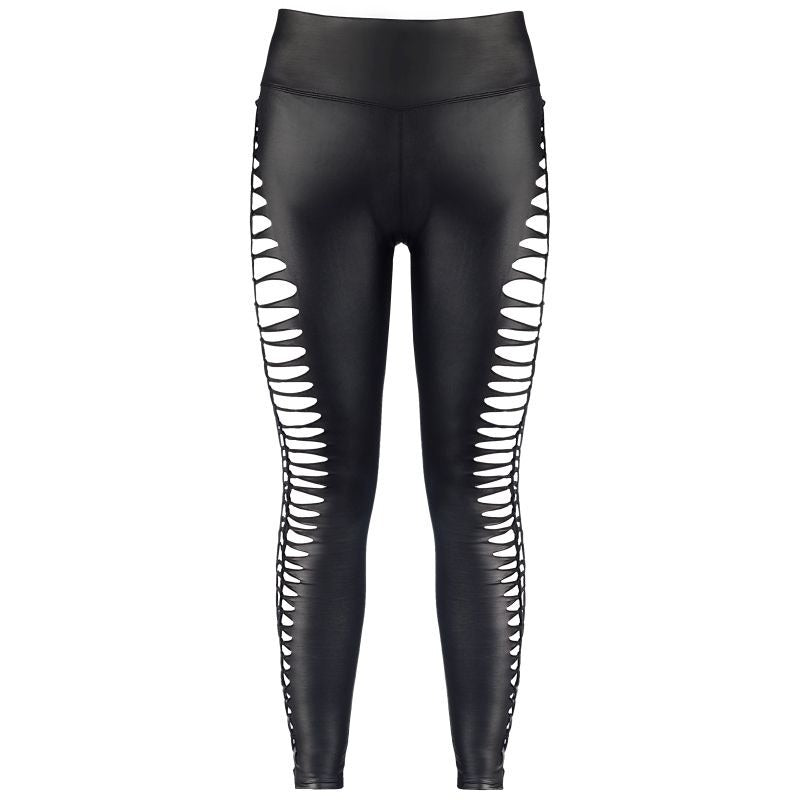 Stretch Wetlook Cut Out Leggings Her Fetish - Her Fetish