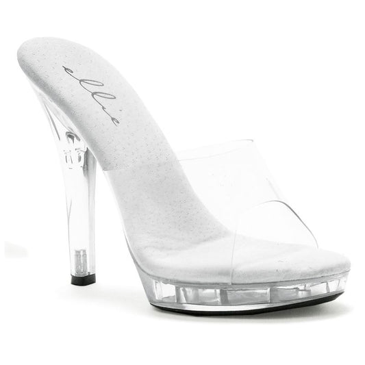 Comfortable Slip On Sandal Clear With 5 Inch Heel - Womens Footwear