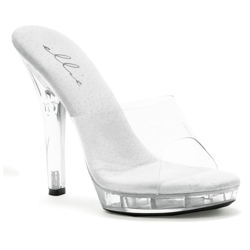 Comfortable Slip On Sandal Clear With 5 Inch Heel - Womens Footwear