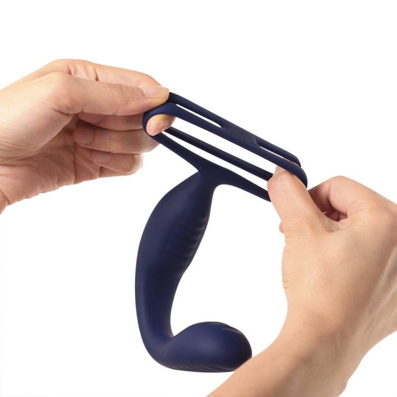 VibraDuo Anal Probe and Perineum Stim with Cockring - Butt Plugs