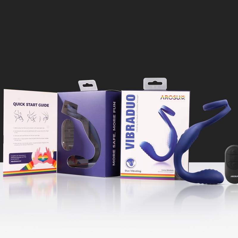 VibraDuo Anal Probe and Perineum Stim with Cockring - Butt Plugs