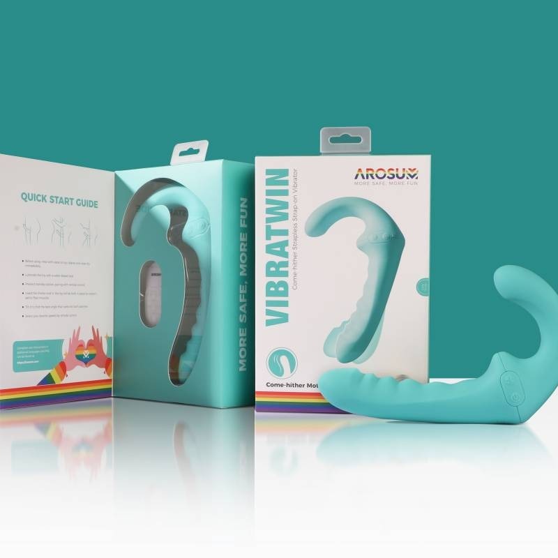 VibraTwin Come Hither Strap On by Arosum - Strap On Sextoys