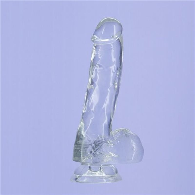 Crystal Addiction Dildo with Balls 6" by BMS Factory - Realistic Dildos