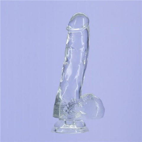 Crystal Addiction Dildo with Balls 6" by BMS Factory - Realistic Dildos