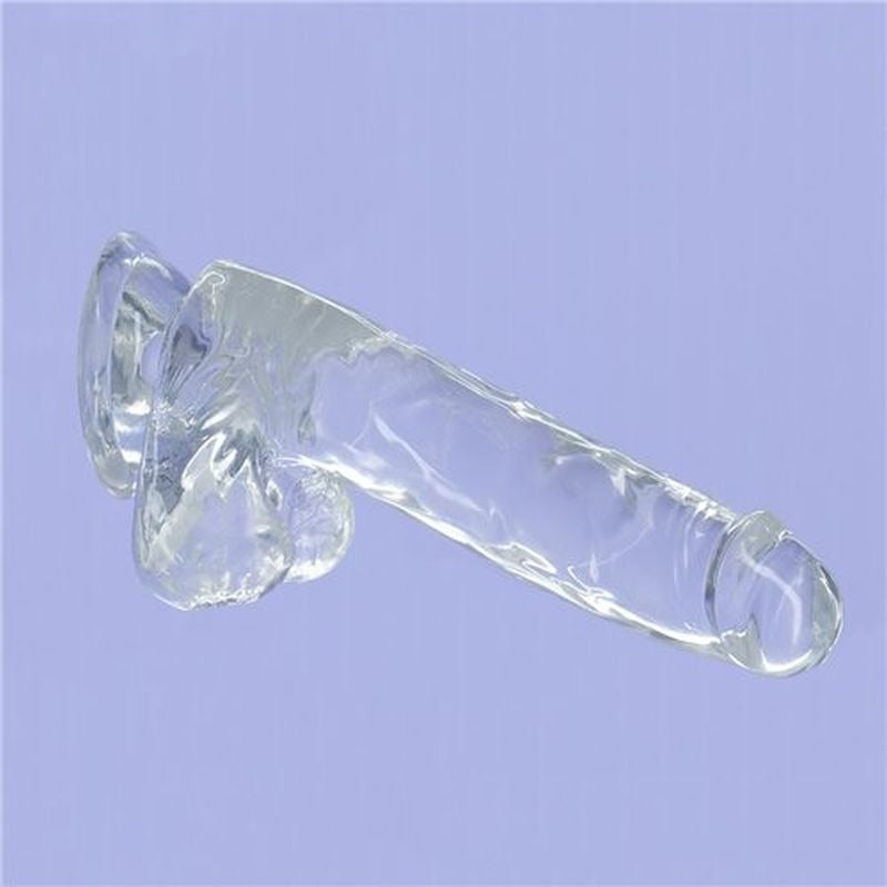 Crystal Addiction Dildo with Balls 6" by BMS Factory - Realistic Dildos
