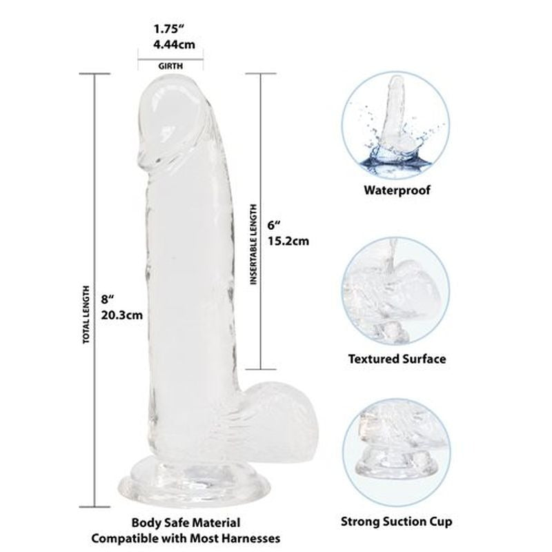 Crystal Addiction Dildo with Balls 6" by BMS Factory - Realistic Dildos