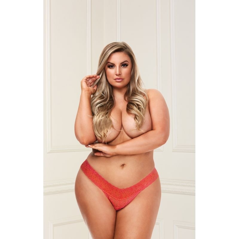 Low Rise Lace Thong Panties Orange by Baci Lingerie - G-Strings, Panties and Shorts