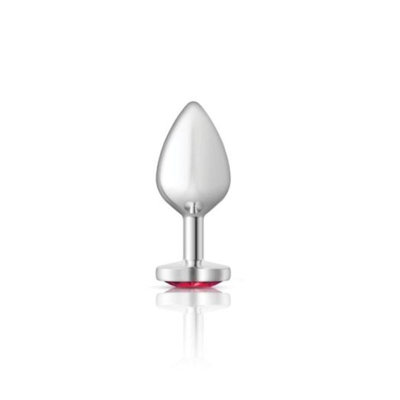 Cheeky Charms Silver Metal Butt Plug With Heart Pink Jewel - Butt Plugs