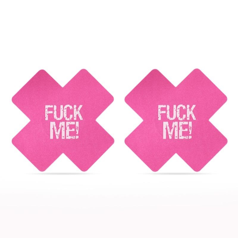 FUCK ME Cross Pattern Nipple Pasties Twin Pk by Lovetoy - Breast and Nipple Toys