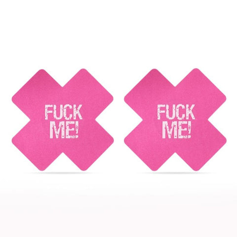 FUCK ME Cross Pattern Nipple Pasties Twin Pk by Lovetoy - Breast and Nipple Toys