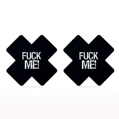 FUCK ME Cross Pattern Nipple Pasties Twin Pk by Lovetoy - Breast and Nipple Toys