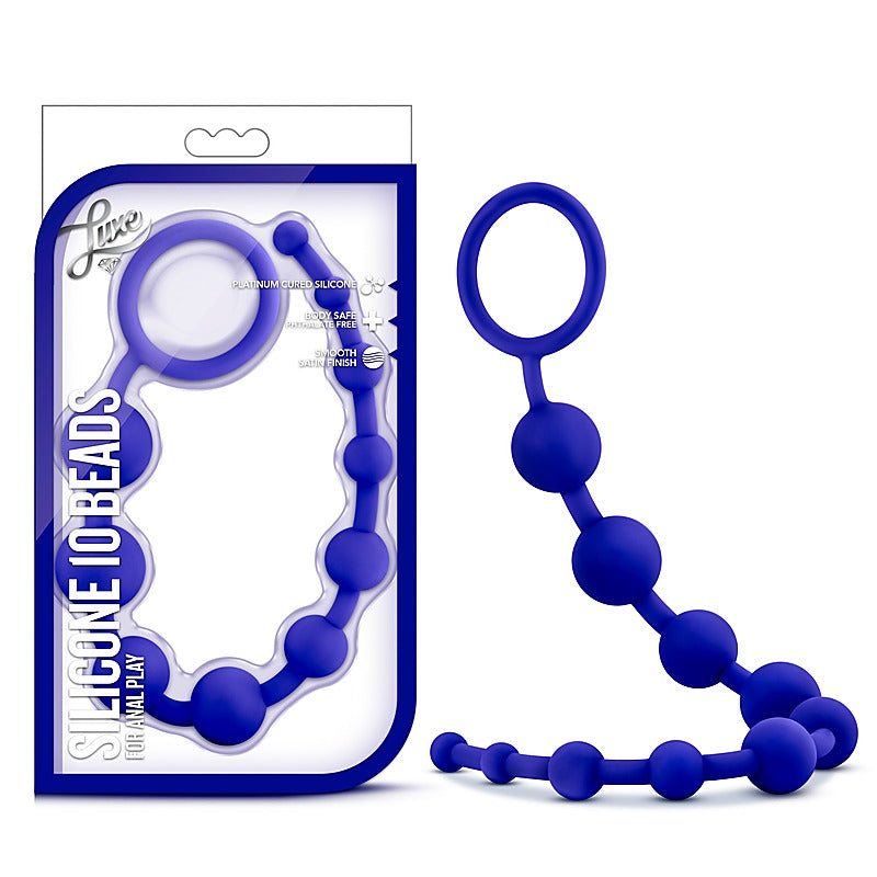 Luxe Silicone 10 Beads Indigo by California Exotics - Anal Beads and Balls