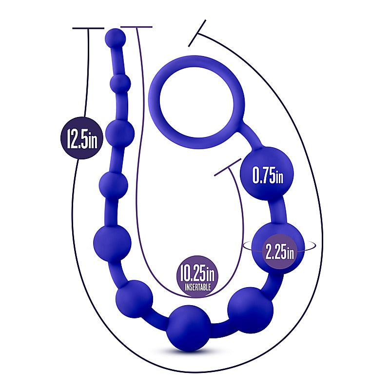 Luxe Silicone 10 Beads Indigo by California Exotics - Anal Beads and Balls