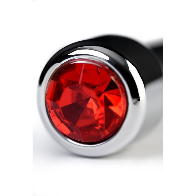 Metal Silver Urethral Plug with Ruby Rhinestone by ToyFa - Urethral Sounds