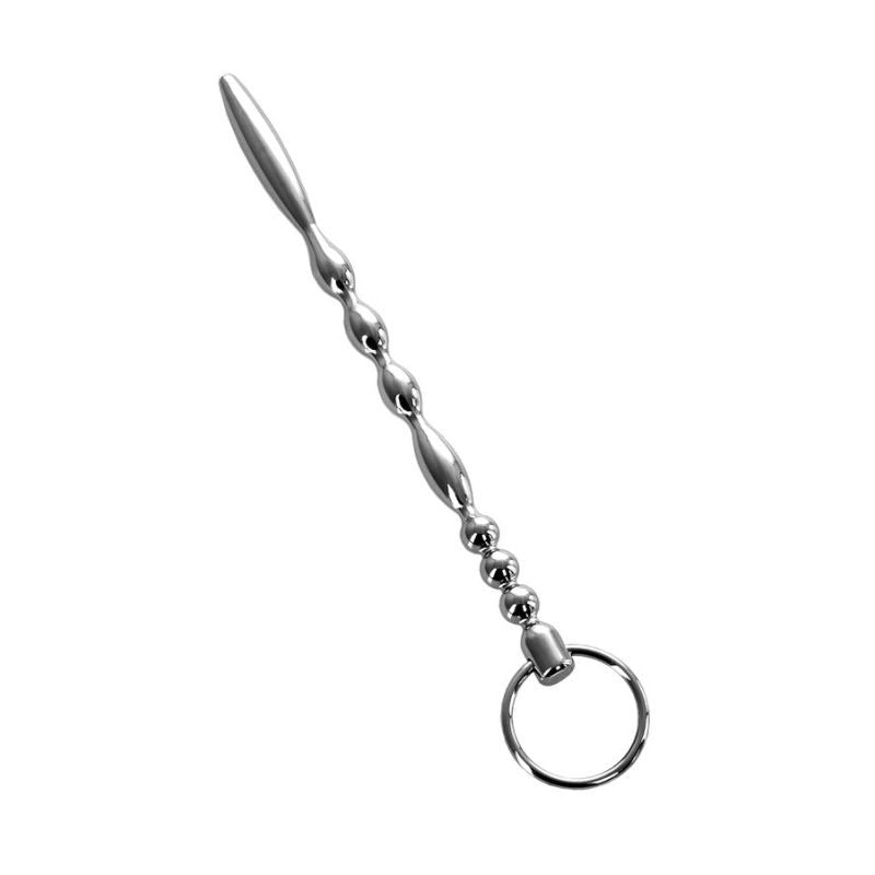 Metal Silver Men's Urethral Plug with Penis Ring by ToyFa - Urethral Sounds
