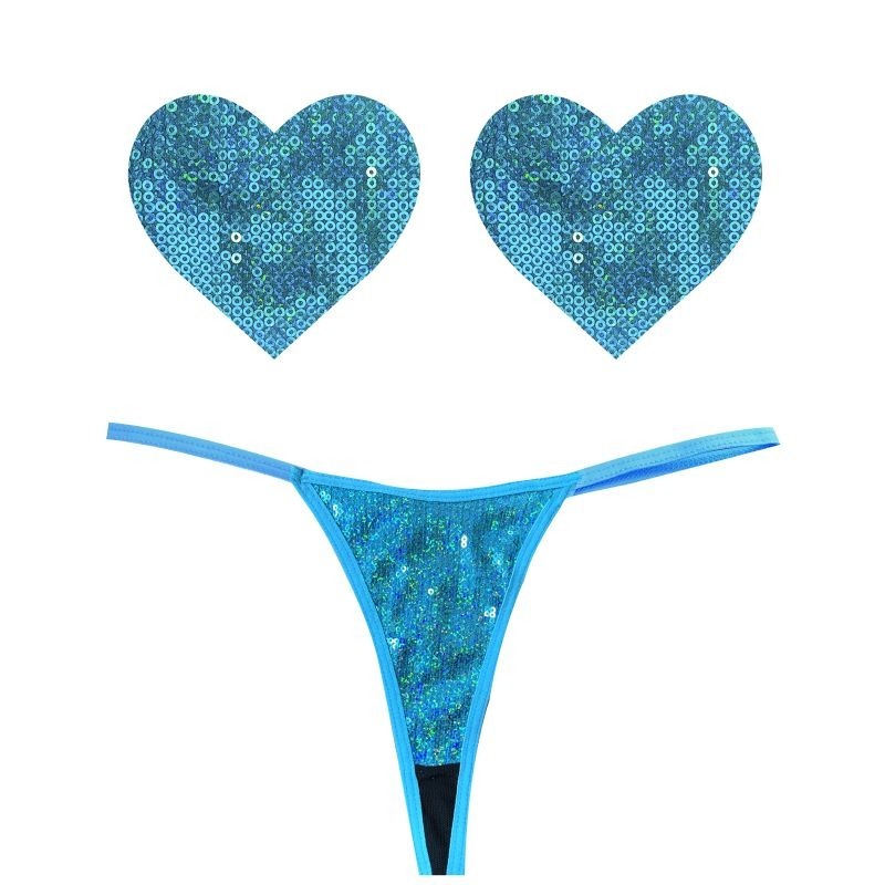 Mahi Sequin G-String and Heart Pastie Set by Neva Nude - G-Strings, Panties and Shorts