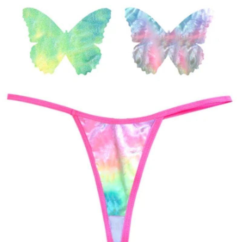 Sherbet Tie Die Butterfly Pastie and Panty Set - G-Strings, Panties and Shorts