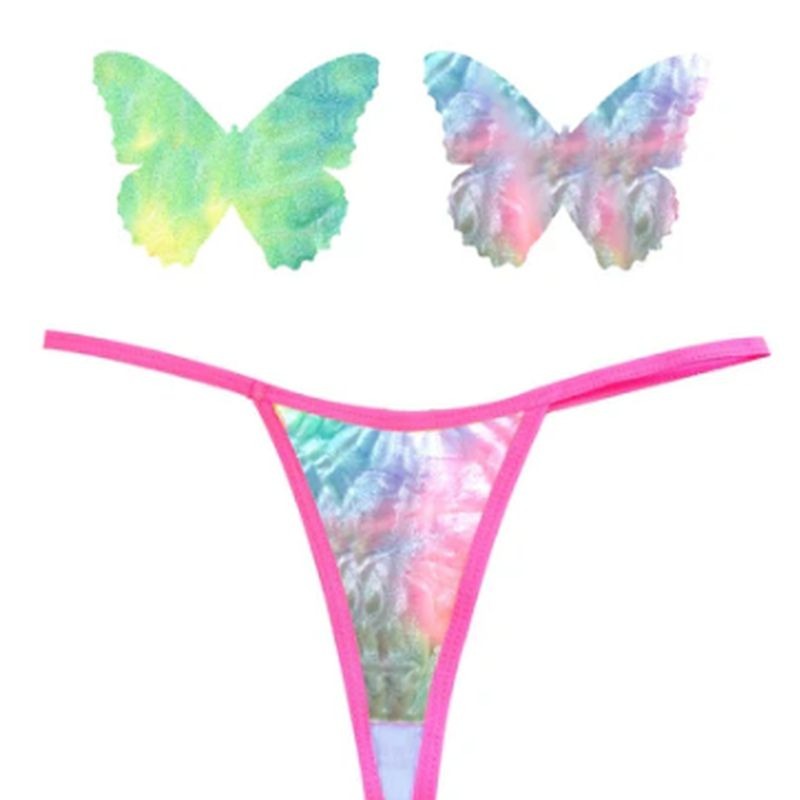 Sherbet Tie Die Butterfly Pastie and Panty Set - G-Strings, Panties and Shorts