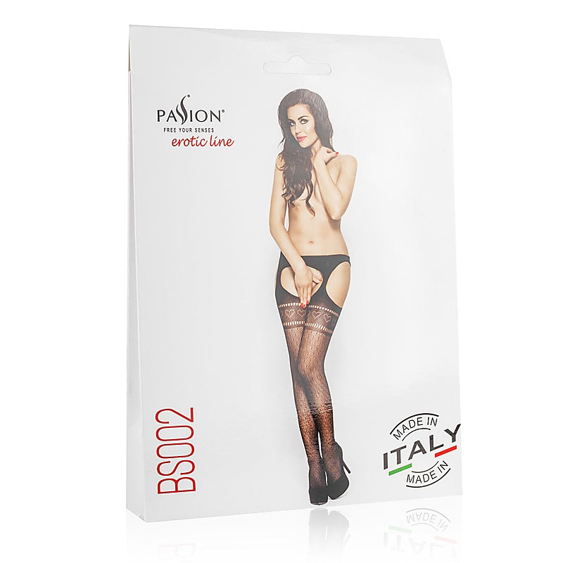 Suspender Tights With Hearts Panties by Passion Lingerie - G-Strings, Panties and Shorts