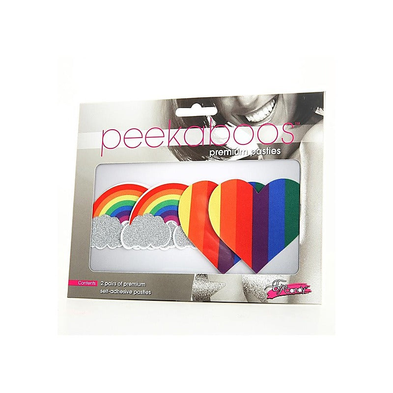 Pride Glitter Rainbows and Hearts Pasties Costume - Fancy Dress Ups