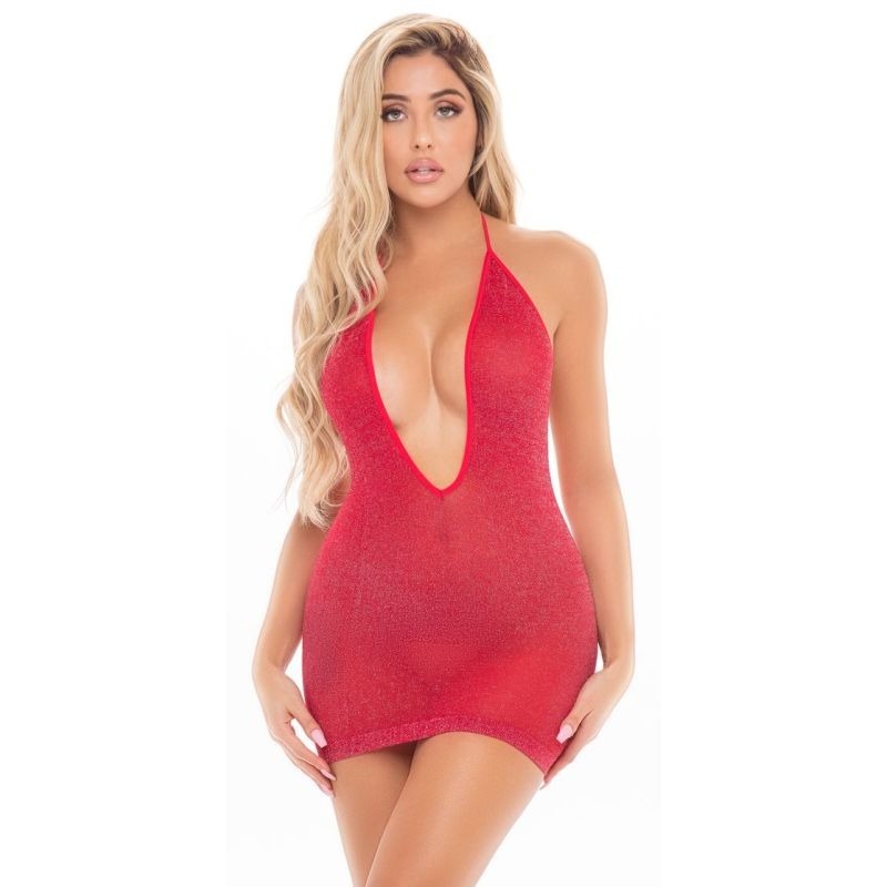Love Bite Plunge Halter Dress by Pink Lipstick - Skirts And Club Wear