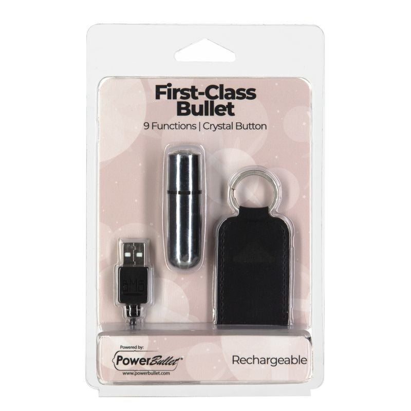 Power Bullet First Class Rechargeable w/ Crystal Gun Metal - Bullet Vibrators