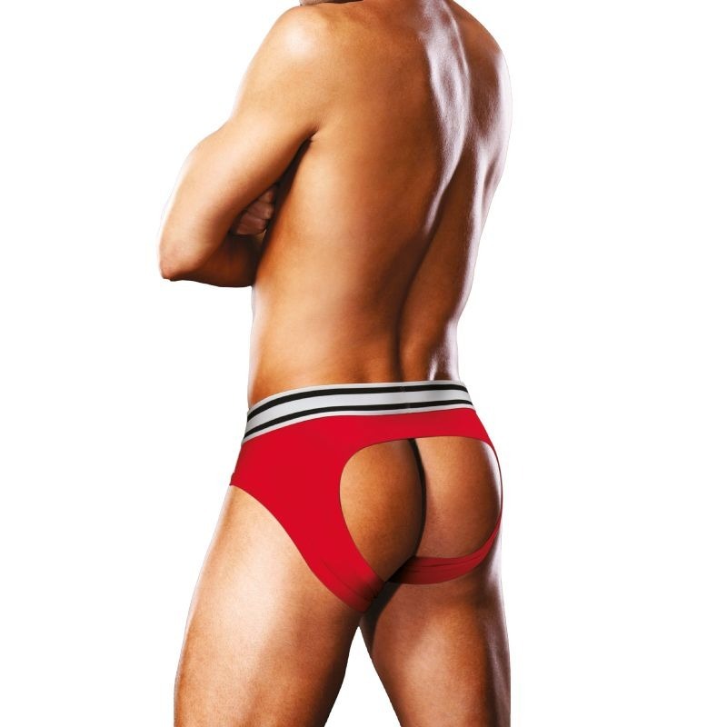 Stylish Open Back Mens Brief White Red by Prowler - Mens Briefs And Boxers