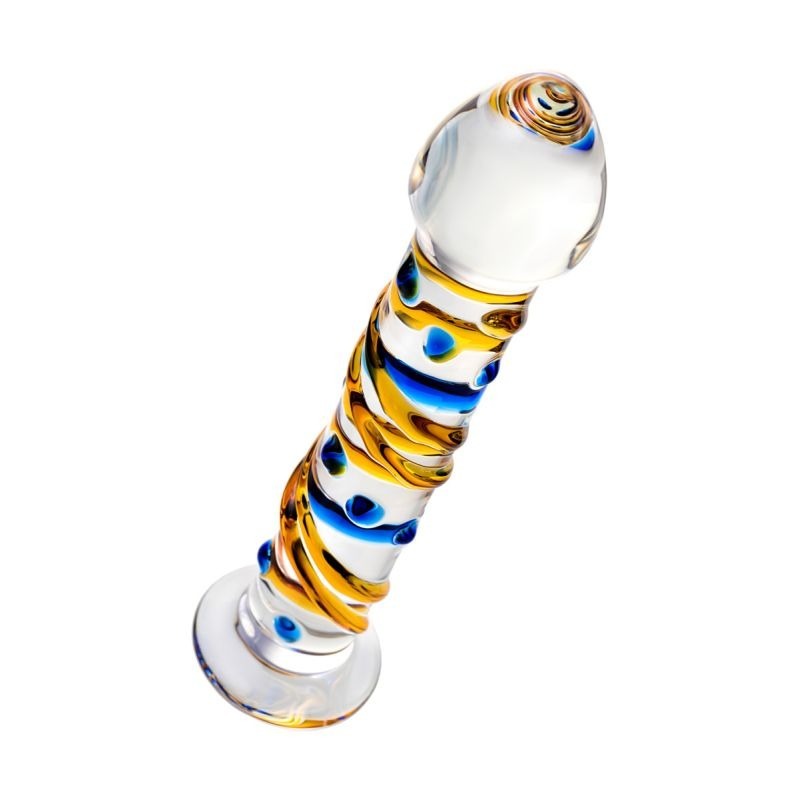 Sexus Yellow 17.2cm Suction Cup Glass Dildo by ToyFa - Glass Sex Toys
