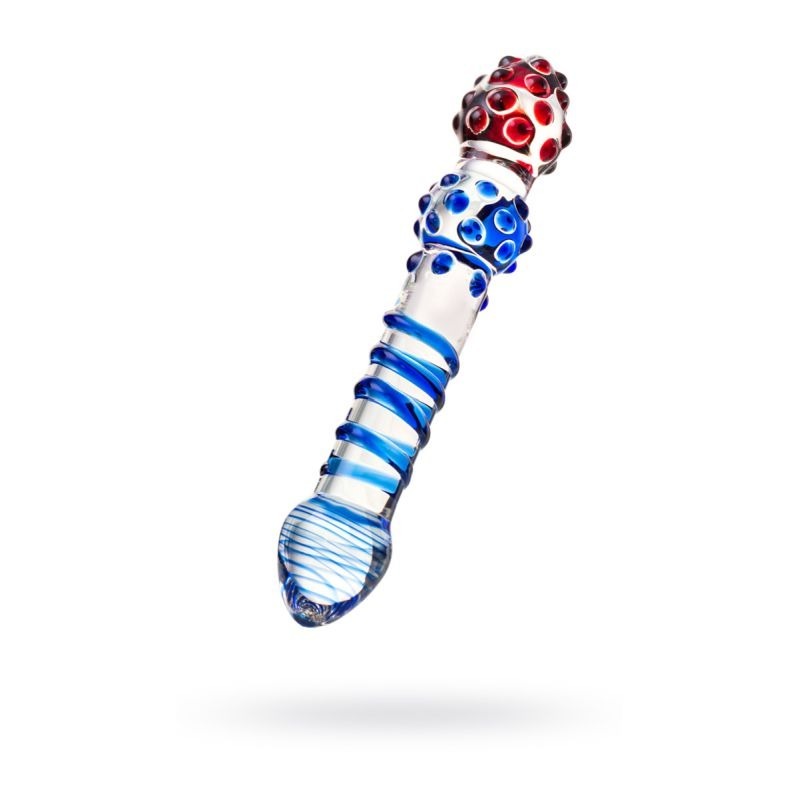 Sexus Blue Red 20.5cm Glass Dildo by ToyFa - Glass Sex Toys