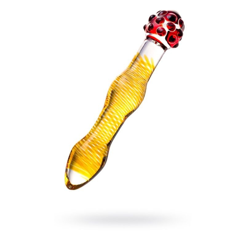 Sexus Yellow Red 20.5cm Glass Dildo by ToyFa - Glass Sex Toys