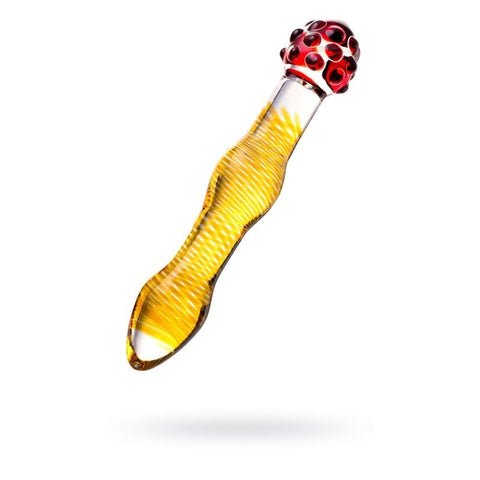 Sexus Yellow Red 20.5cm Glass Dildo by ToyFa - Glass Sex Toys