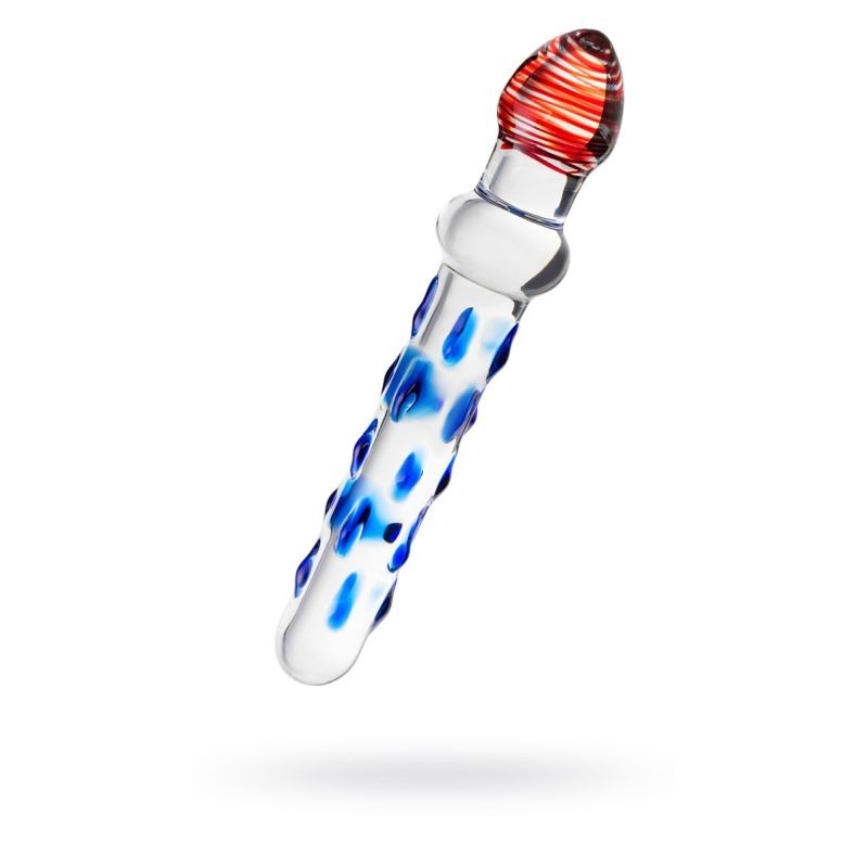Sexus Blue Red 20cm Knobbed Glass Dildo by ToyFa - Glass Sex Toys