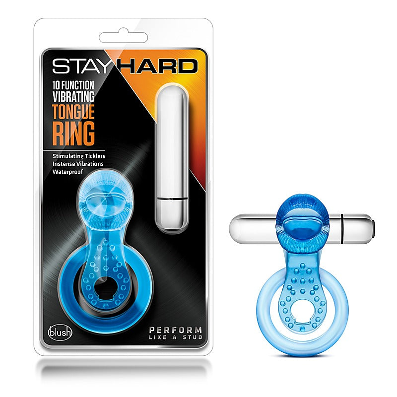Stay Hard 10 Function Vibrating Tongue Ring - Vibrating Cock Rings