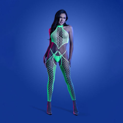 Glow High Voltage High Neck Bodystocking G-String Panty - Bras and Bra Sets