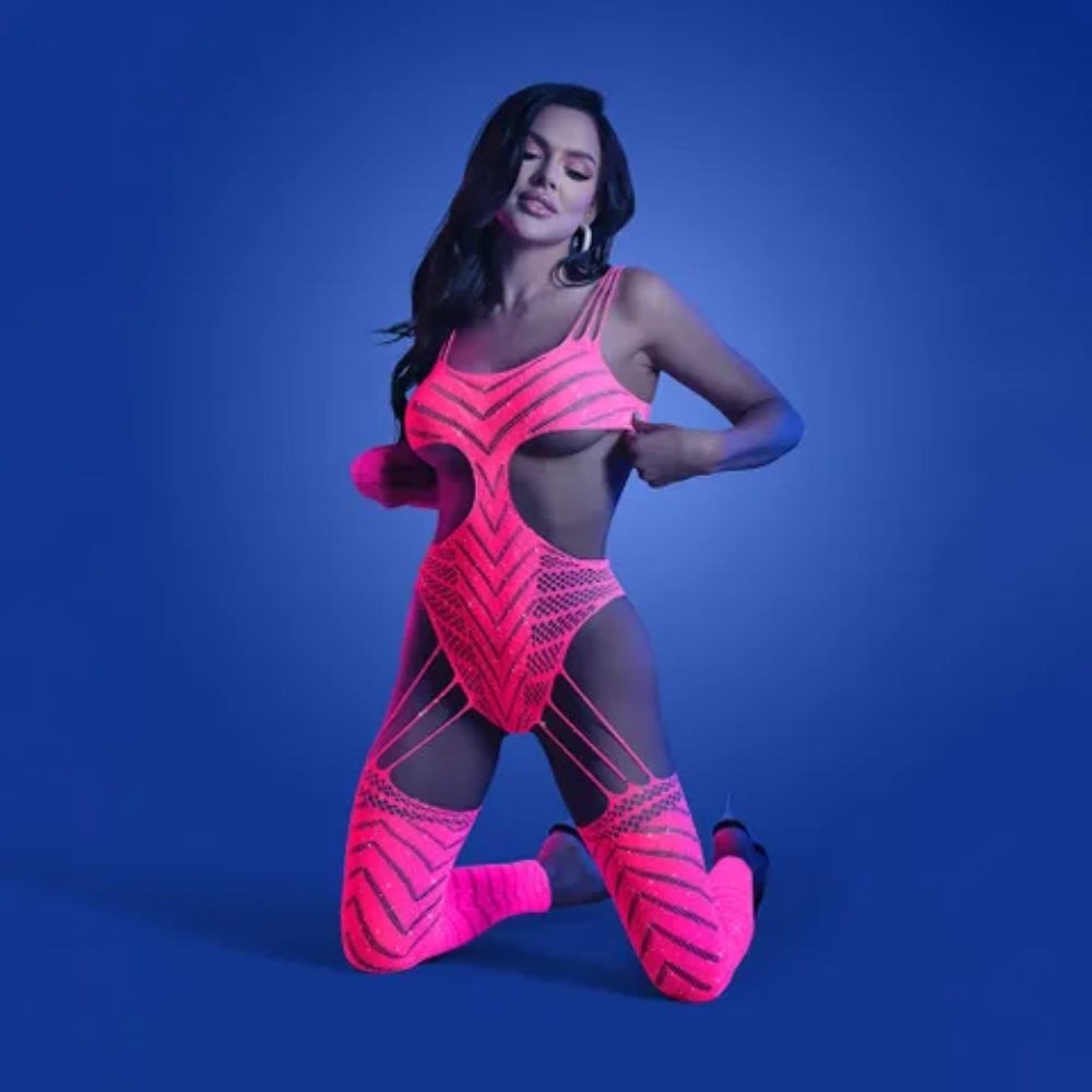 Radiant Rhinestone Glow Bodystocking by Fantasy Lingerie - Body Stockings