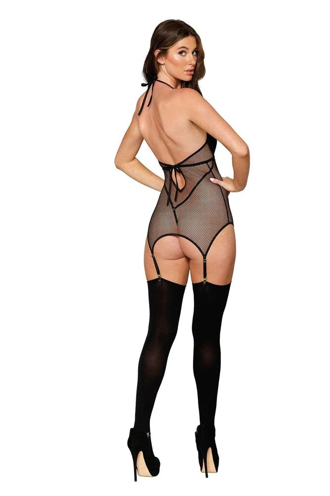 Dreamgirl Two layer Stretch Fishnet Garter Slip Womens Teddy - Teddies and Bodysuits