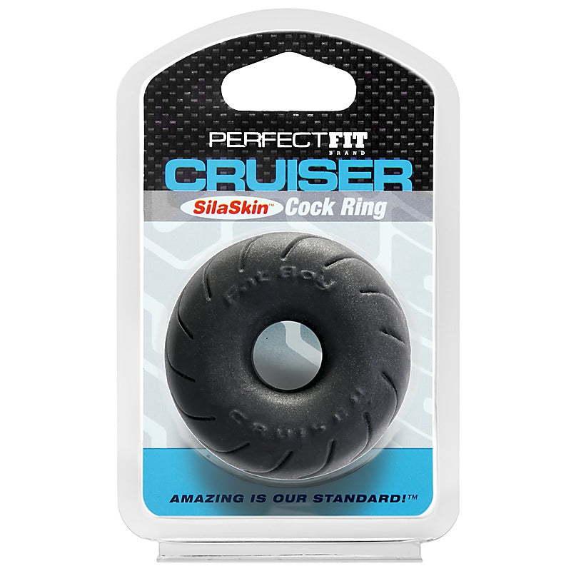 Cruiser Ring SilaSkin Black by Perfect Fit - Stretchy Cock Rings