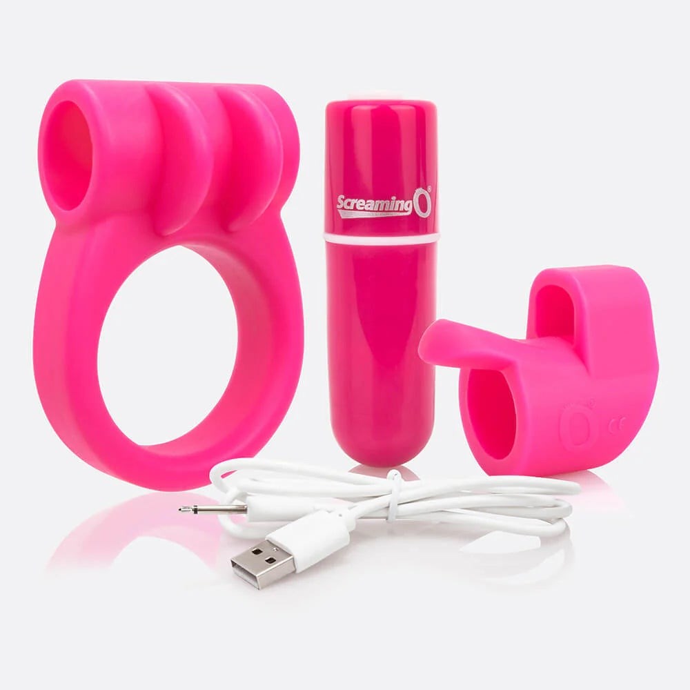 Charged 10 Functions Mens Vibrating Cock Ring Combo Kit #1 - Vibrating Cock Rings