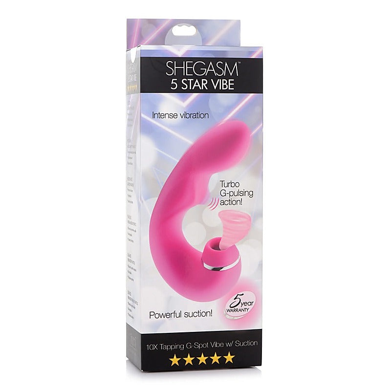 Shegasm 5 Star 10X Tapping G-Spot Vibe w/ Suction Vibrator - G-Spot Vibrators
