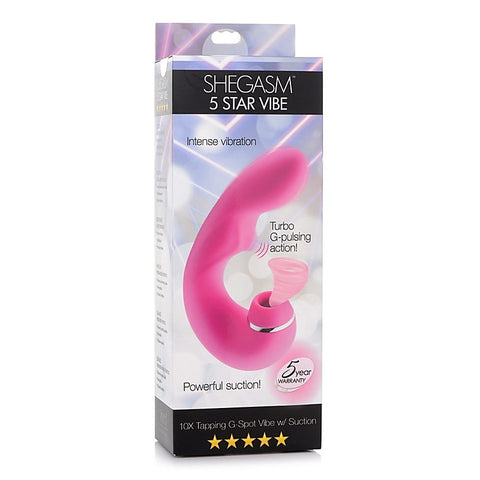 Shegasm 5 Star 10X Tapping G-Spot Vibe w/ Suction Vibrator - G-Spot Vibrators