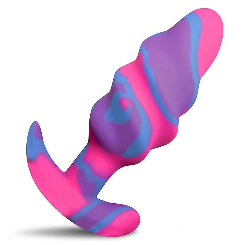 Unicorn Swirl Silicone Butt Plug by XR Brands - Butt Plugs