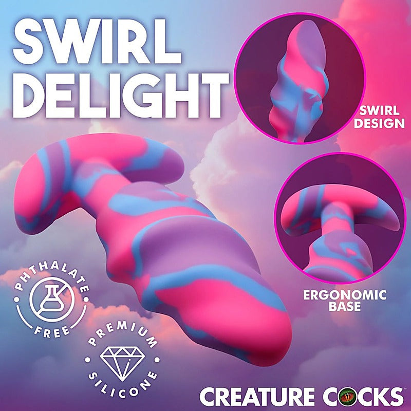 Unicorn Swirl Silicone Butt Plug by XR Brands - Butt Plugs