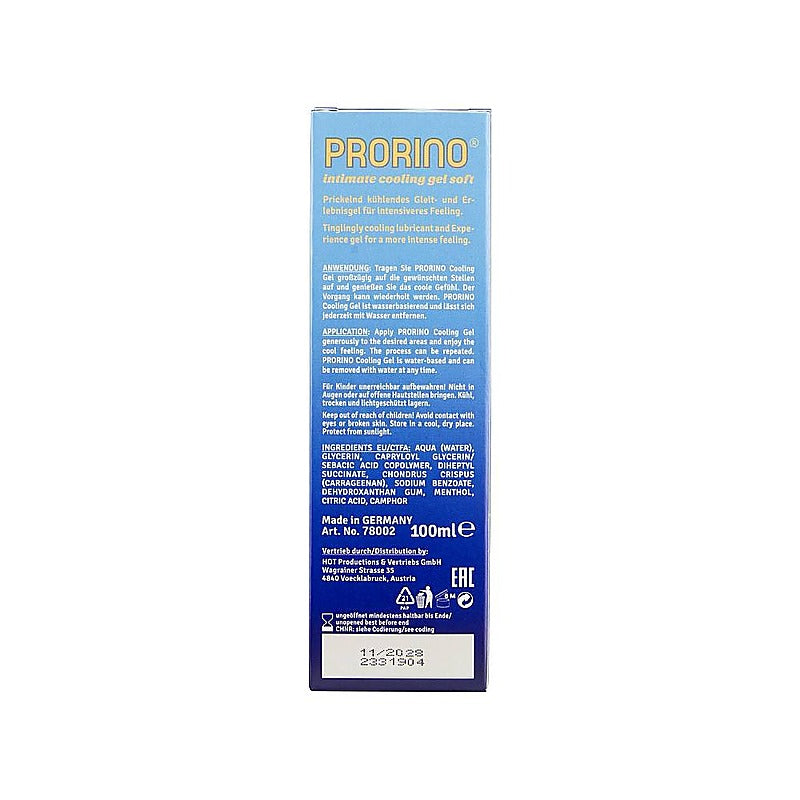 PRORINO Cooling Gel Soft Water Based Lube by Hot Ero - Water Based Lubes