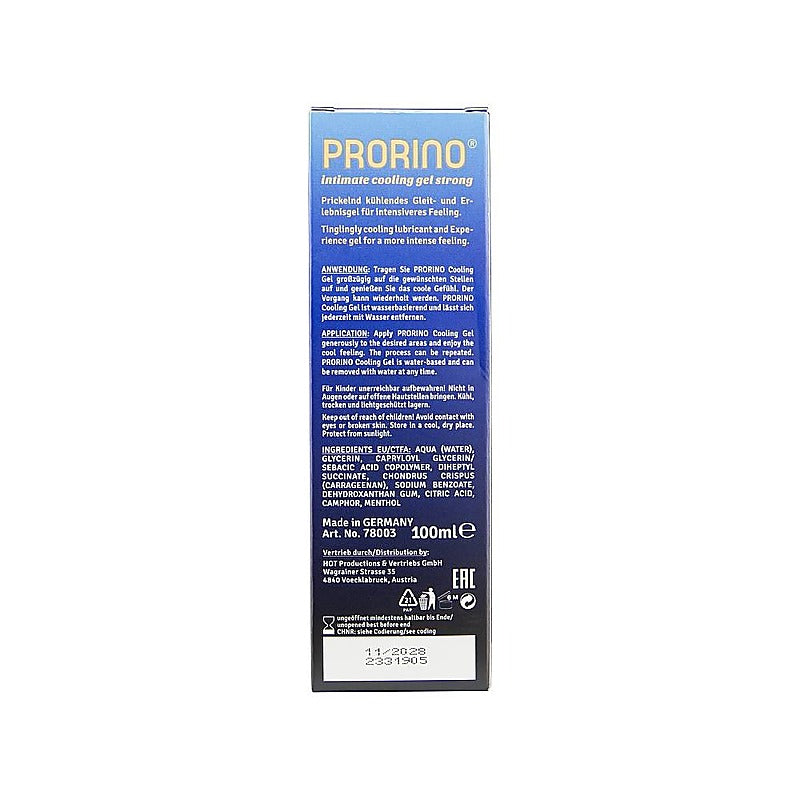 PRORINO Cooling Gel Strong Water Based Lube by Hot Ero - Water Based Lubes
