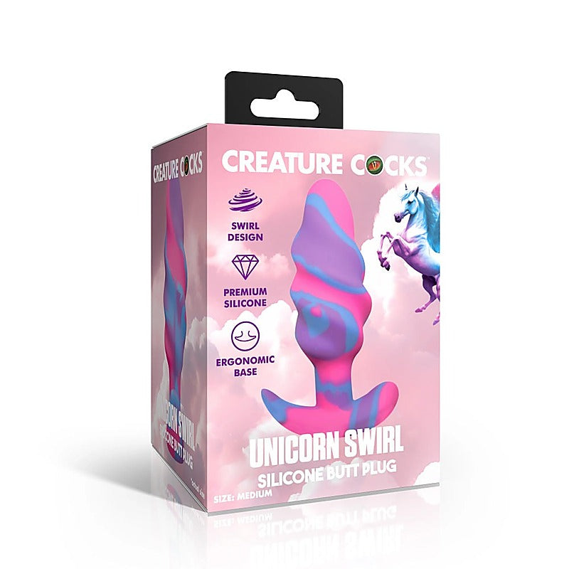 Unicorn Swirl Silicone Large Butt Plug by XR Brands - Butt Plugs