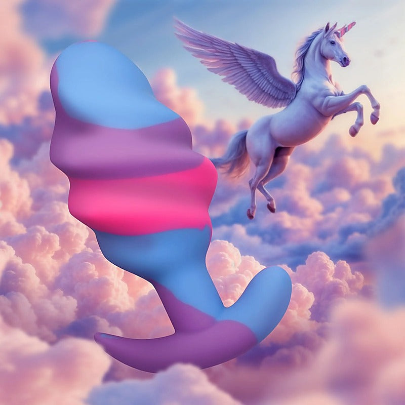 Unicorn Swirl Silicone Large Butt Plug by XR Brands - Butt Plugs