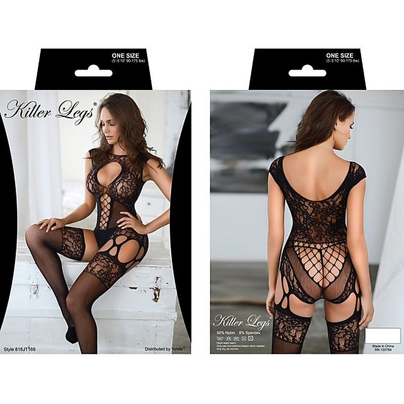 Killer Legs Western Temptation Halter Neck Bodystocking - Teddies and Bodysuits