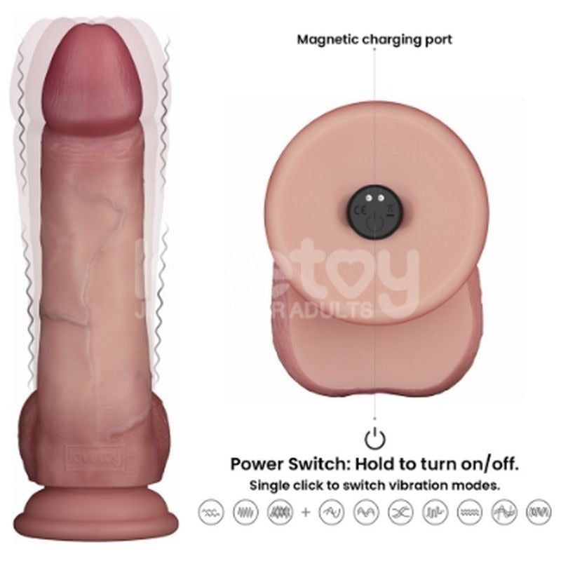 8.5" Vibrating Silicone Dong Remote by Lovetoy - Vibrating Dildos